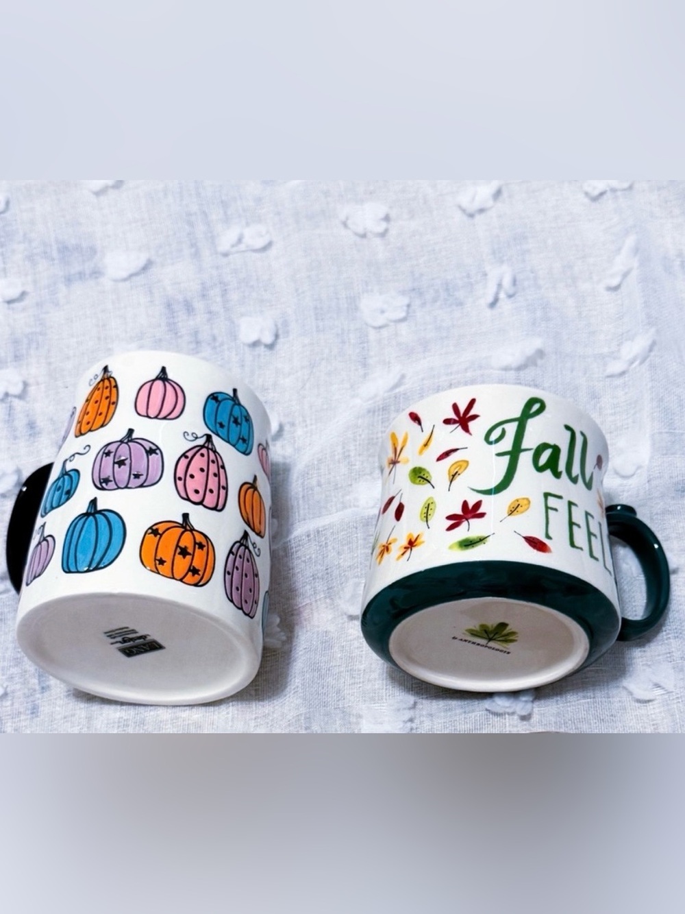New! 2 Anthropologie fall theme hand painted mugs